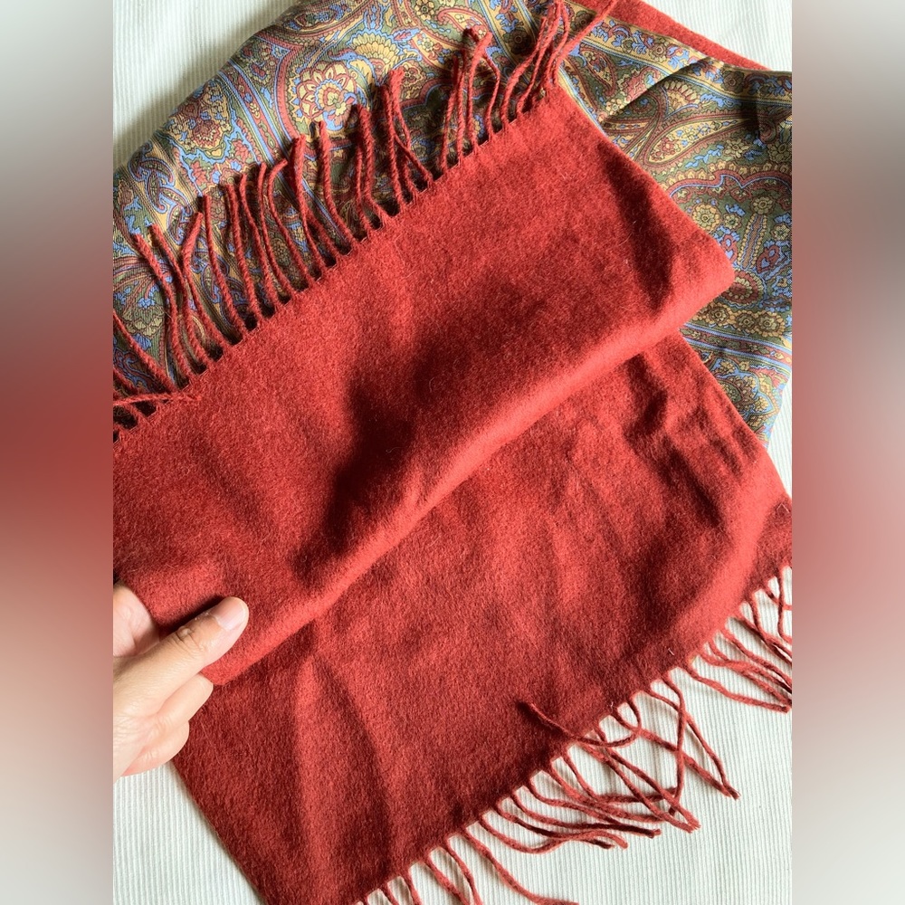 PIERRE BALMAIN Vintage Scarf in Maroon/Multicolor Paisley, VGUC - Picture 10 of 16